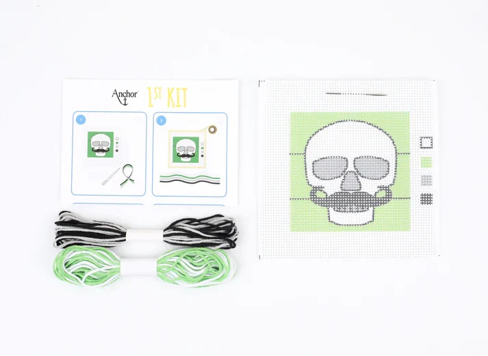 Anchor 1st Kit - Skull with Mustache Long Stitch - Image 2