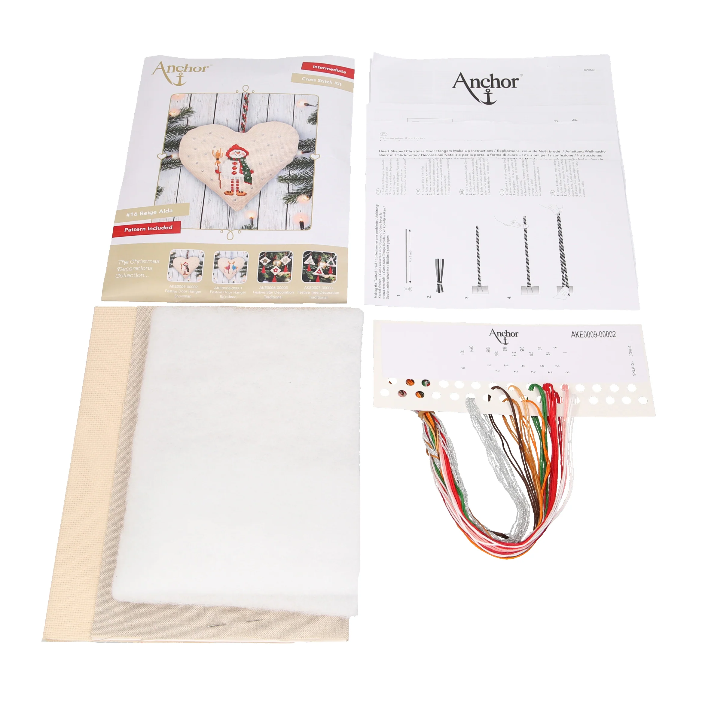 Anchor Counted Cross Stitch Kit - Heart Door Hanger Snowman - Image 3