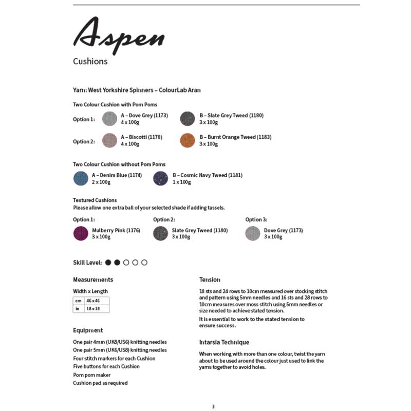 Aspen Cushions in West Yorkshire Spinners ColourLab Aran - Digital Version DBP0310 - Image 2