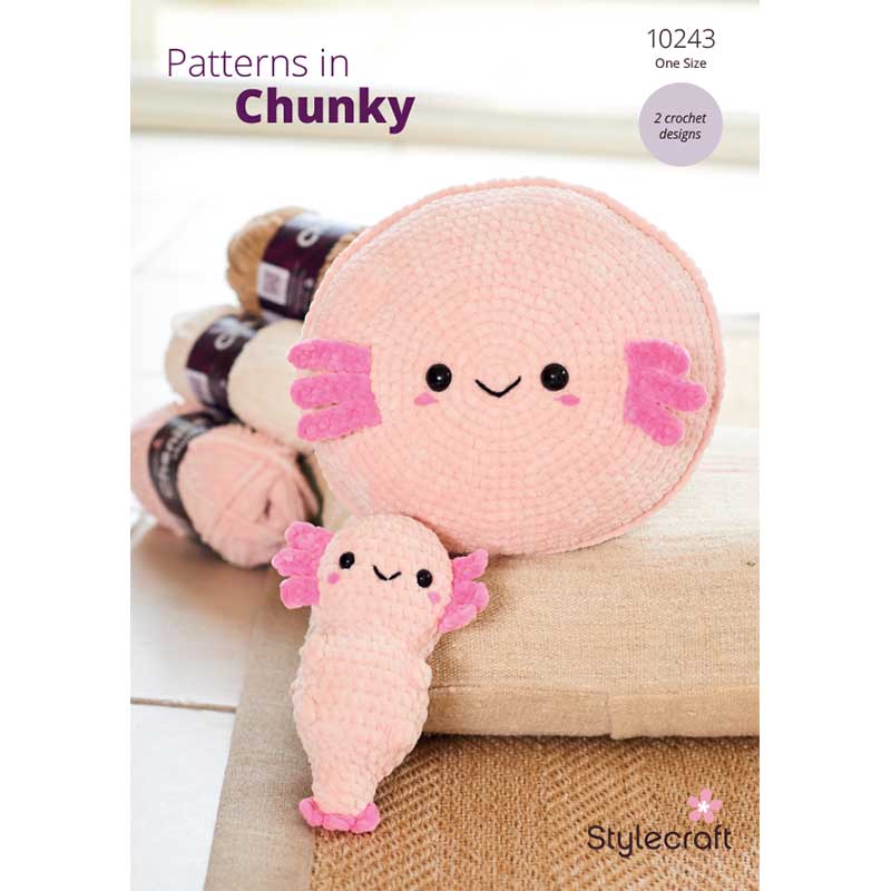 Axolotl Plushie and Cushion in Stylecraft Chenille Chunky