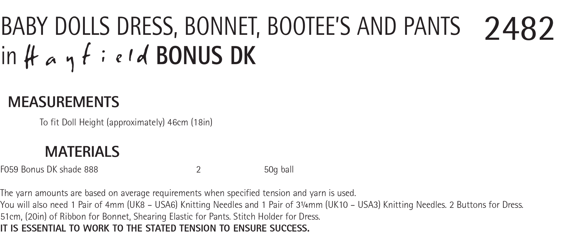 Baby Doll's Dress, Bonnet, Bootees and Pants in Hayfield Bonus Dk - Image 2