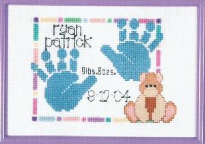Baby Handprints Birth Announcement Sampler
