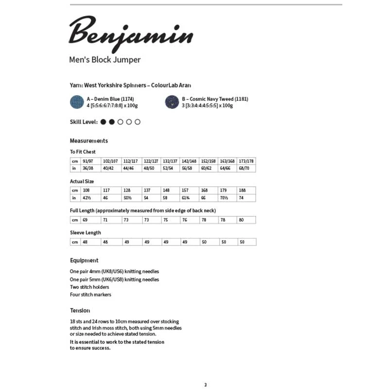 Benjamin Men's Block Jumper in West Yorkshire Spinners ColourLab Aran - Digital Version DBP0300 - Image 2