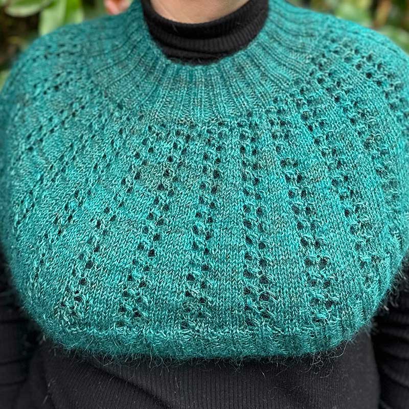 Betwixtmas 2024 Knitted Shoulder Cowl - Frankincense in Fyberspates Vivacious 4ply & Rowan Kidsilk Haze by Carol Meldrum - Image 6