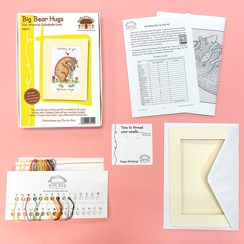 Big Bear Hugs - Bothy Threads Greetings Card Cross Stitch Kit - Image 2