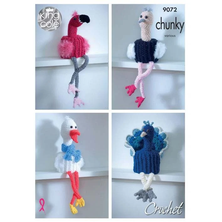 Bird Toilet Roll Holders in King Cole Tinsel Chunky