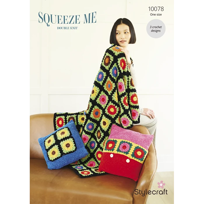 Crochet Blanket and Cushions in Stylecraft Squeeze Me Dk