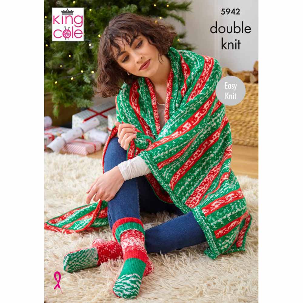 Blanket, Socks, Stocking and Hot Water Bottle Cover in King Cole Fjord Dk - Digital Version 5942