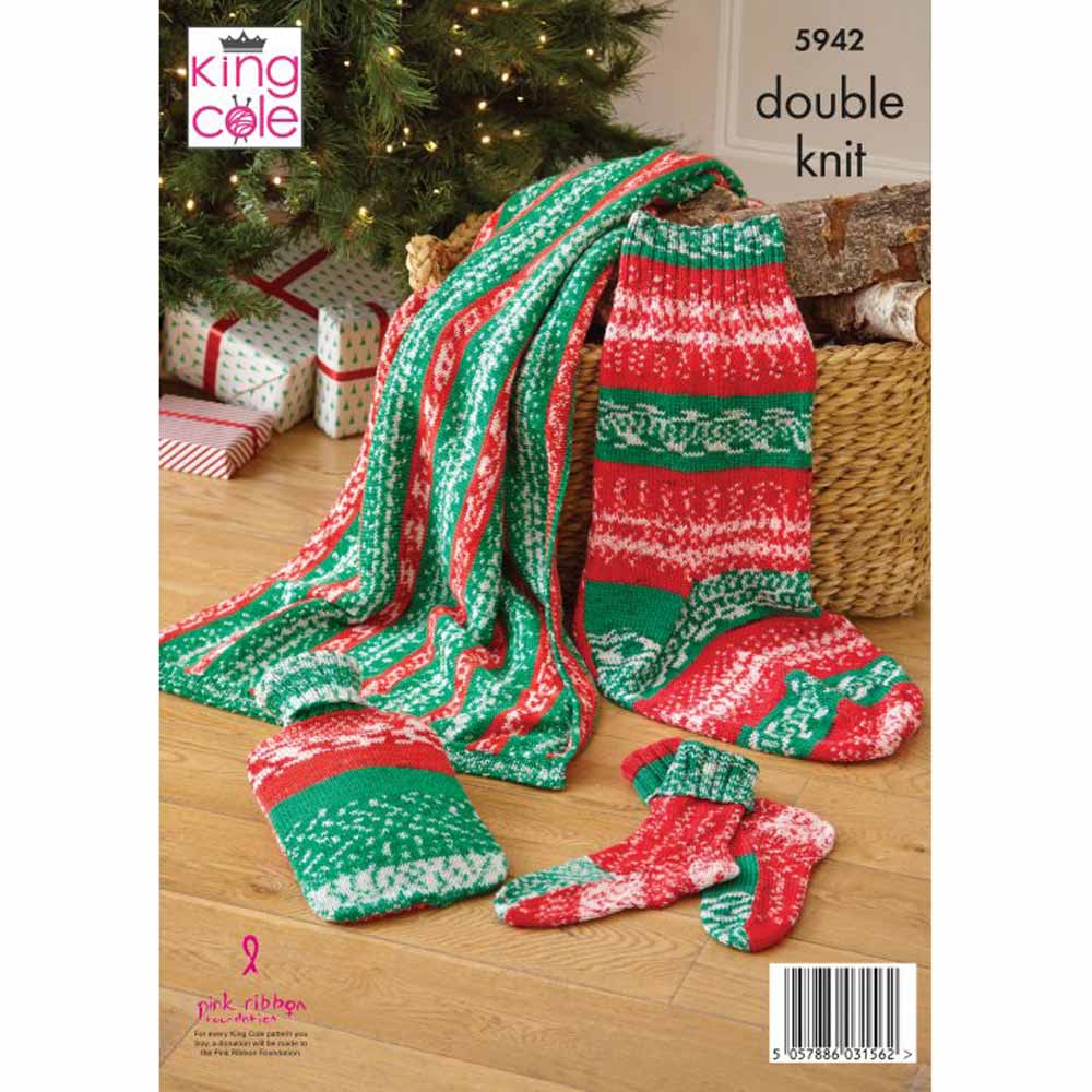 Blanket, Socks, Stocking and Hot Water Bottle Cover in King Cole Fjord Dk - Digital Version 5942 - Image 3