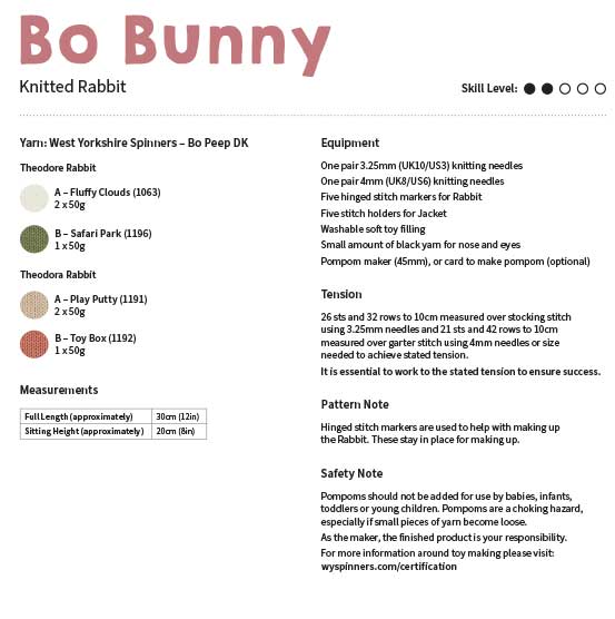 Bo Bunny Rabbit in West Yorkshire Spinners Bo Peep Dk - Digital Version WYS1000330 - Image 2