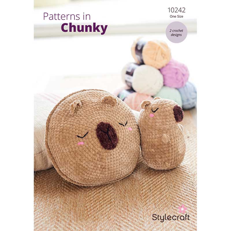 Capybara Plushie and Cushion in Stylecraft Chenille Chunky