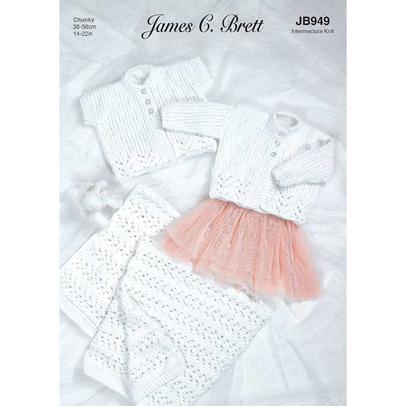 Cardigan and Blanket in James C Brett Flutterby Sparkle Chunky