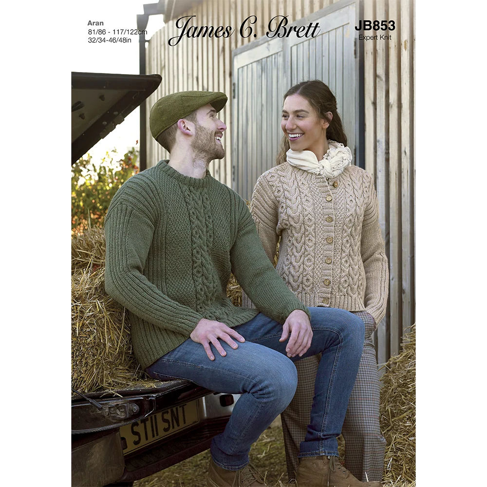 Cardigan and Sweater in James C Brett Croftland Aran