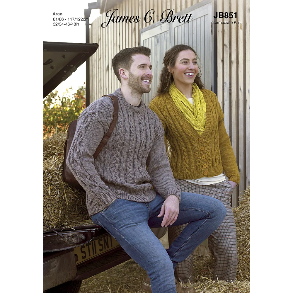 Cardigan and Sweater in James C Brett Croftland Aran