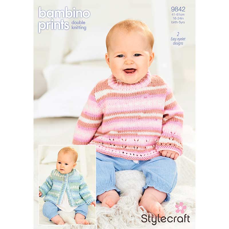 Cardigan and Sweater in Stylecraft Bambino Prints DK - Digital Version 9842