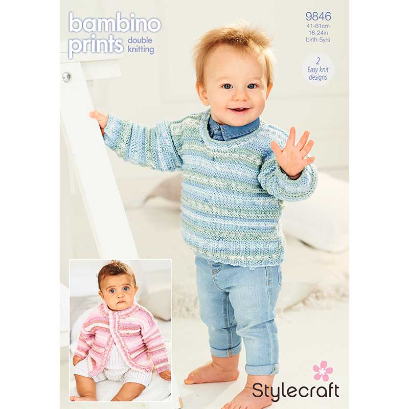 Cardigan and Sweater in Stylecraft Bambino Prints DK - Digital Version 9846