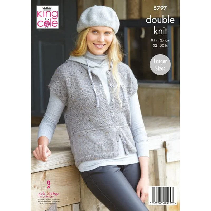 Cardigan and Waistcoat in King Cole Homespun Dk - Image 2