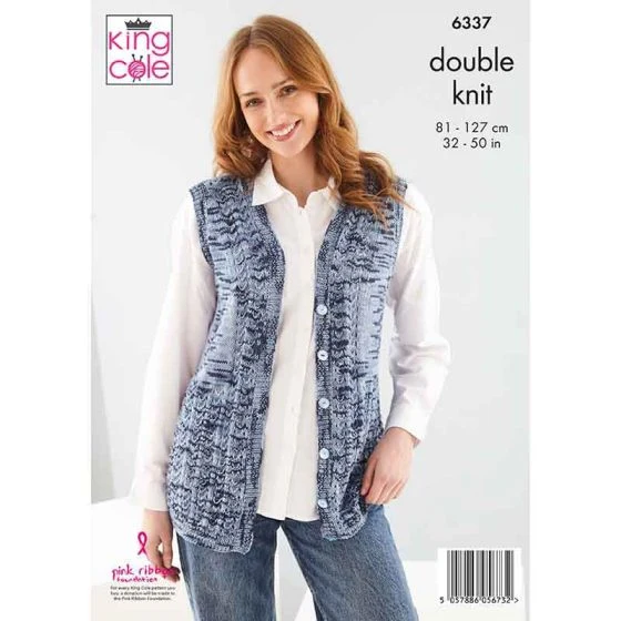 Cardigan and Waistcoat Knitted in King Cole Linendale Reflections DK - Image 3