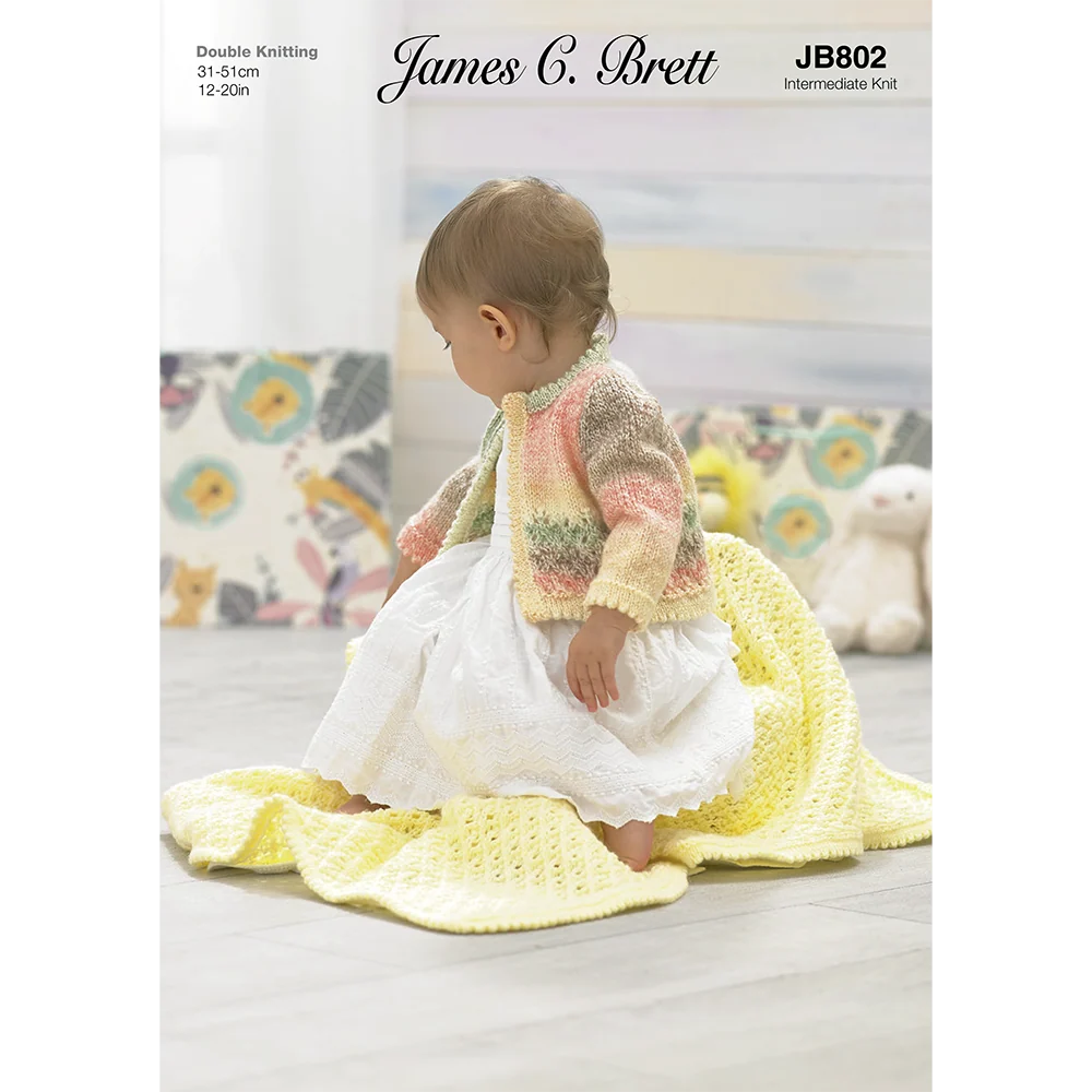 Cardigan Blanket and Hat in James C Brett Baby Marble Dk