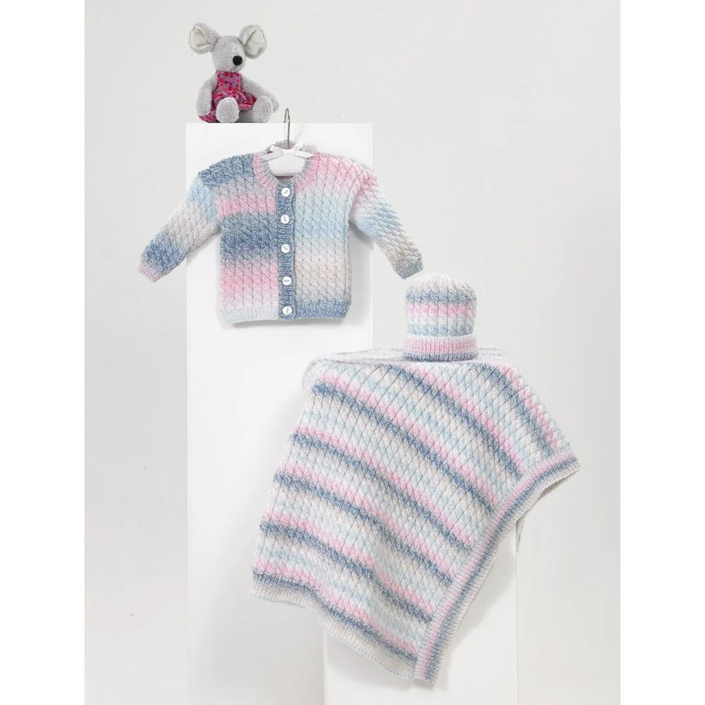 Cardigan Hat and Blanket in James C Brett Baby Marble Dk