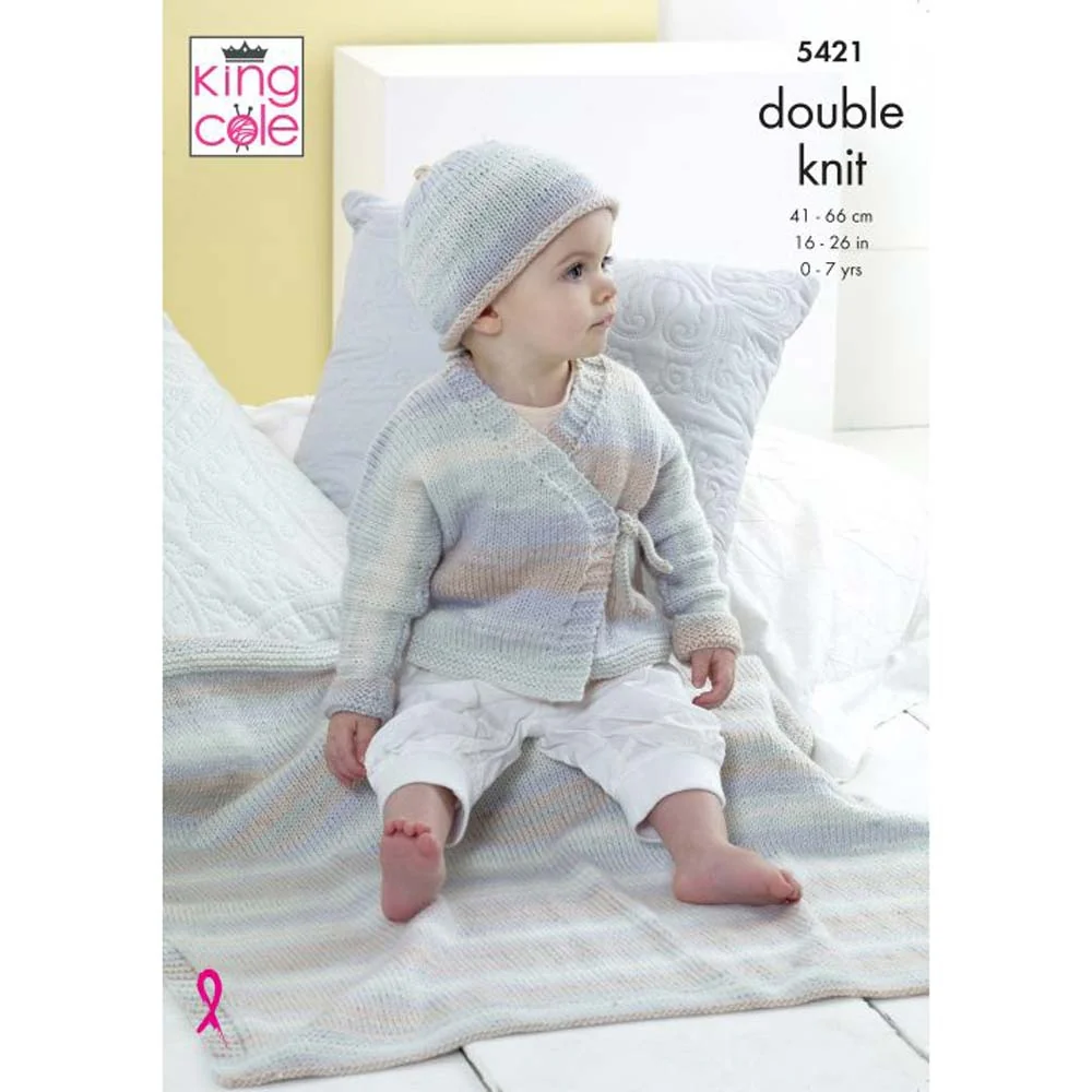 Cardigan Hat and Blanket in King Cole Beaches Dk - Digital Version 5421
