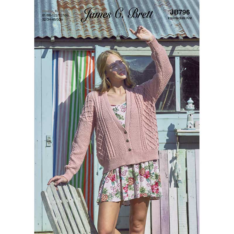 Cardigan in James C Brett Its Pure Cotton Dk