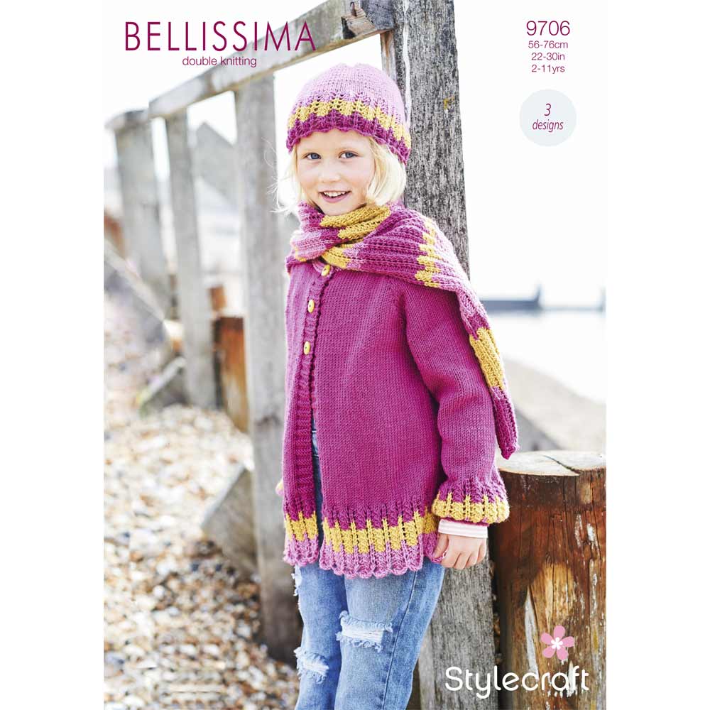 Cardigan Scarf and Hat in Stylecraft Bellissima DK
