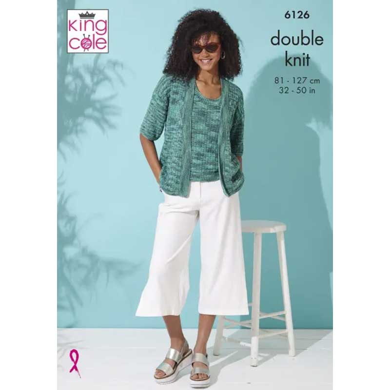 Cardigan & Top Knitted in King Cole Linendale Reflections DK