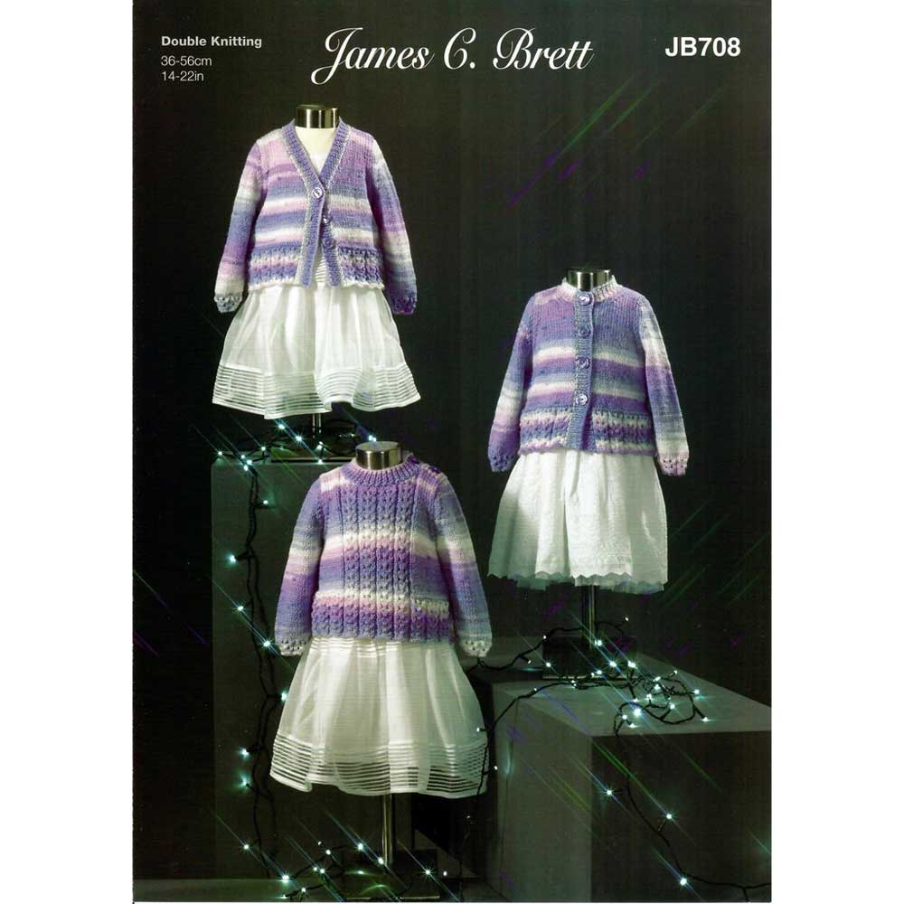 Cardigans and Sweater in James C Brett Baby Twinkle Print Dk