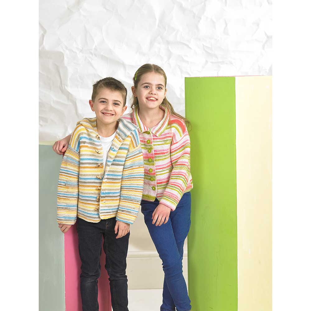 Cardigans in James C Brett Party Time Stripes Dk