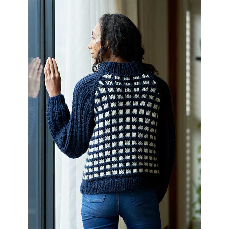 Grace Checked Raglan Jumper in West Yorkshire Spinners ReTreat - Digital Version WYS0185 - Image 2