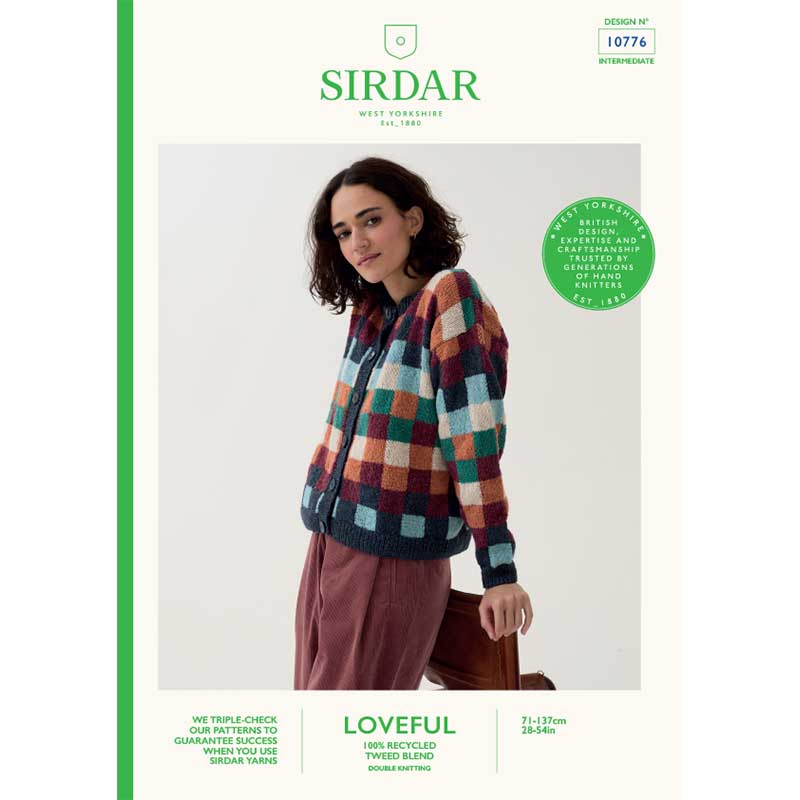 Checkerboard Cardigan in Sirdar Loveful Tweed Dk 100% Recycled