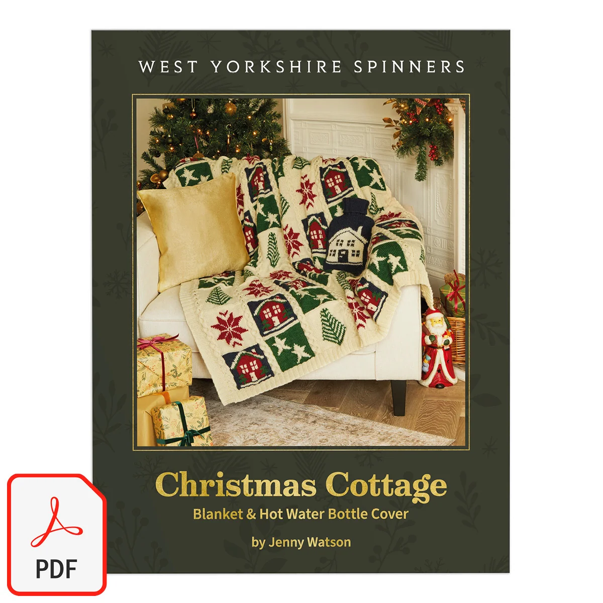 Christmas Cottage Blanket & Hotwater bottle  in West Yorkshire Spinners ColourLab Aran - Digital Version DPB0311