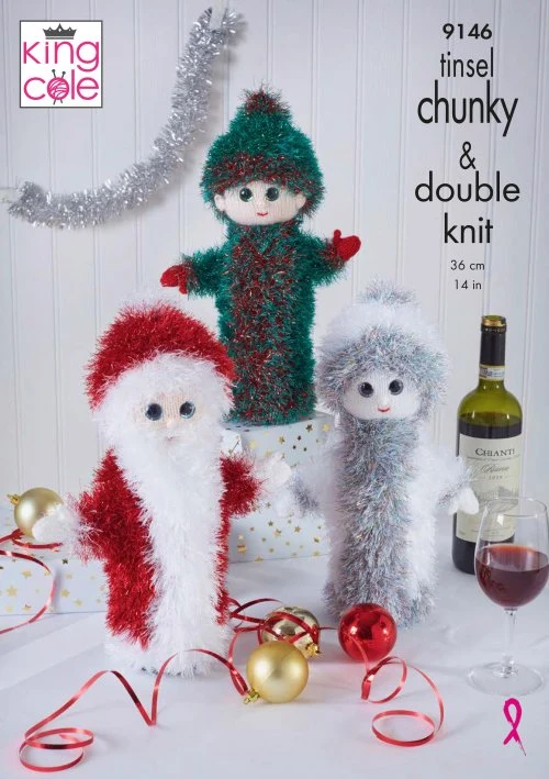 Christmas Wine Bottle Covers in King Cole Yarns