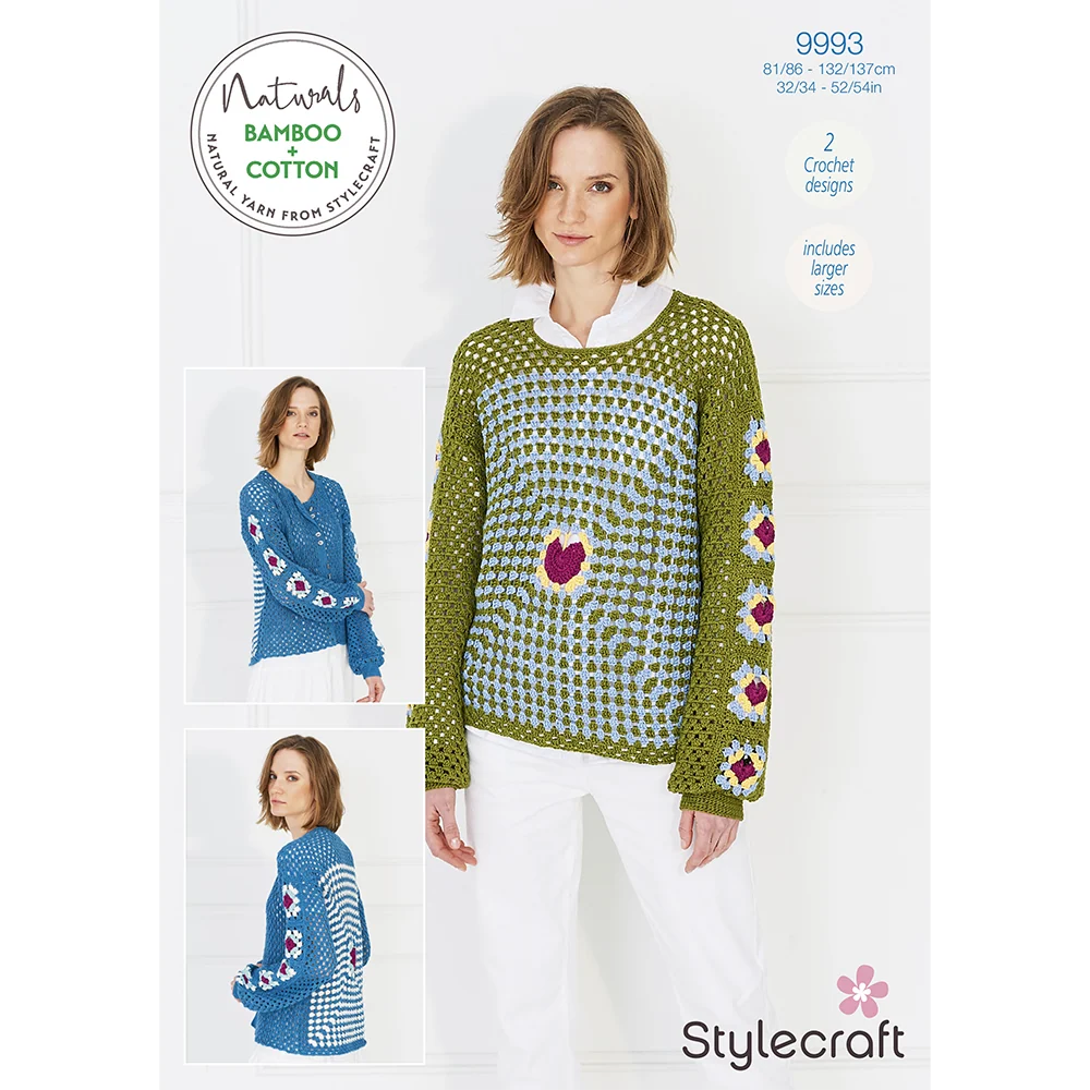 Crochet Cardigan & Sweater in Stylecraft Naturals Bamboo+ Cotton DK - Digital Version 9993