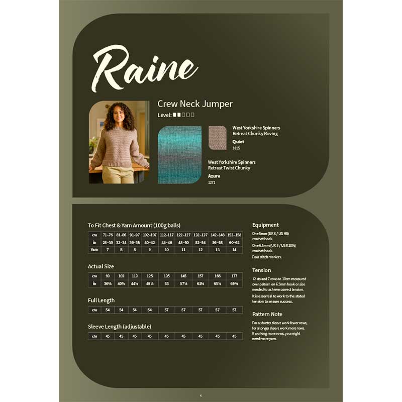 Crochet Raine Crew Neck Jumper in West Yorkshire Spinners Retreat Twist Chunky - Digital Version WYS1000468 - Image 2