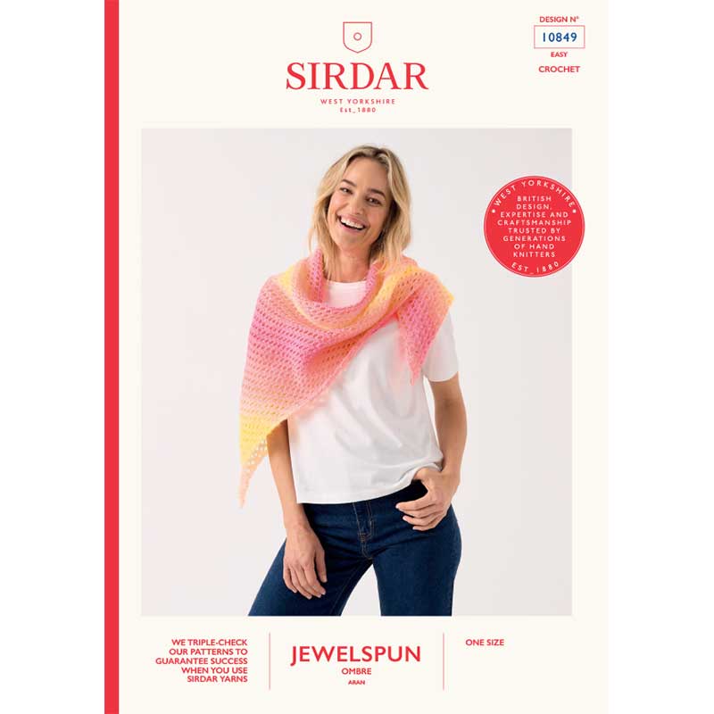 Crochet Shawl in One in Sirdar Jewelspun Ombre Aran