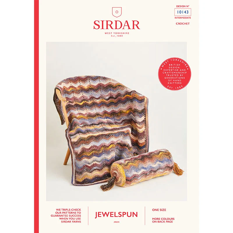 Crochet Wave Blanket and Bolster Cushion Sirdar Jewelspun Aran - Digital Version 10143