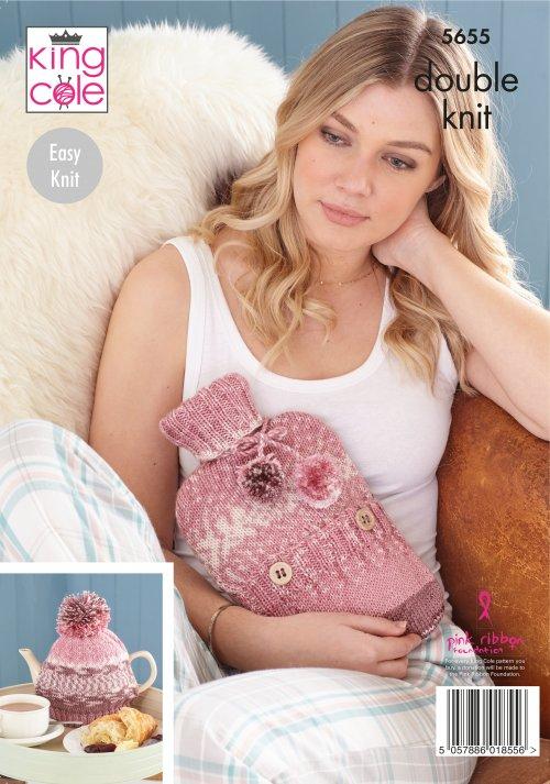 Cushion, Throw, Tea Cosy and Hot Water Bottle in King Cole Fjord Dk - Image 2