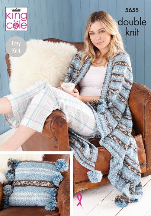 Cushion, Throw, Tea Cosy and Hot Water Bottle in King Cole Fjord Dk - Digital Version 5655