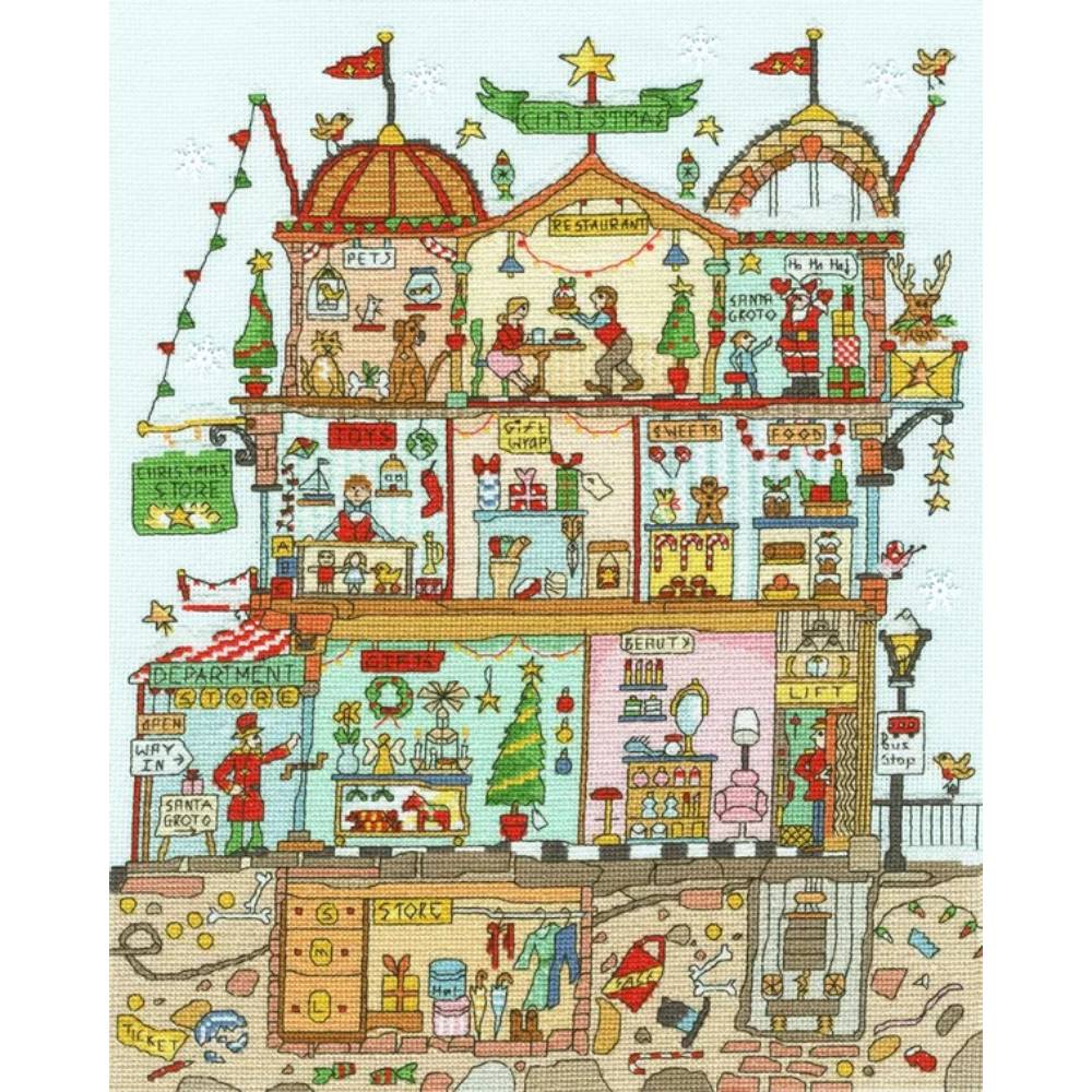 Cut Thru Christmas Department Store Cross Stitch Kit