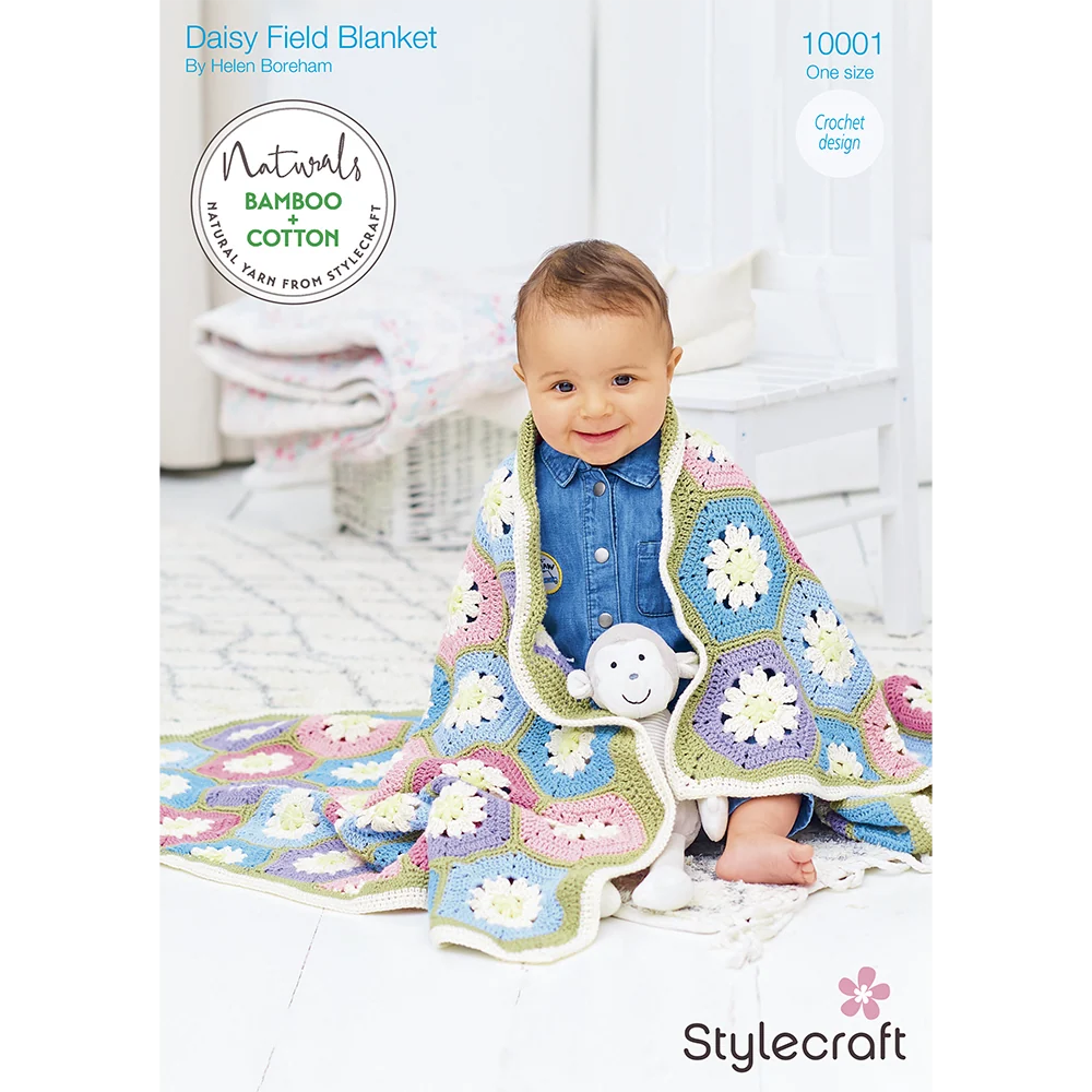 Daisy Field Crochet Blanket in Stylecraft Naturals Bamboo+ Cotton DK