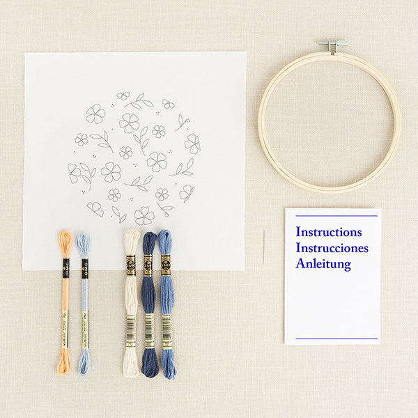 DMC -Blue Ditsy Florals Embroidery Kit - Image 2