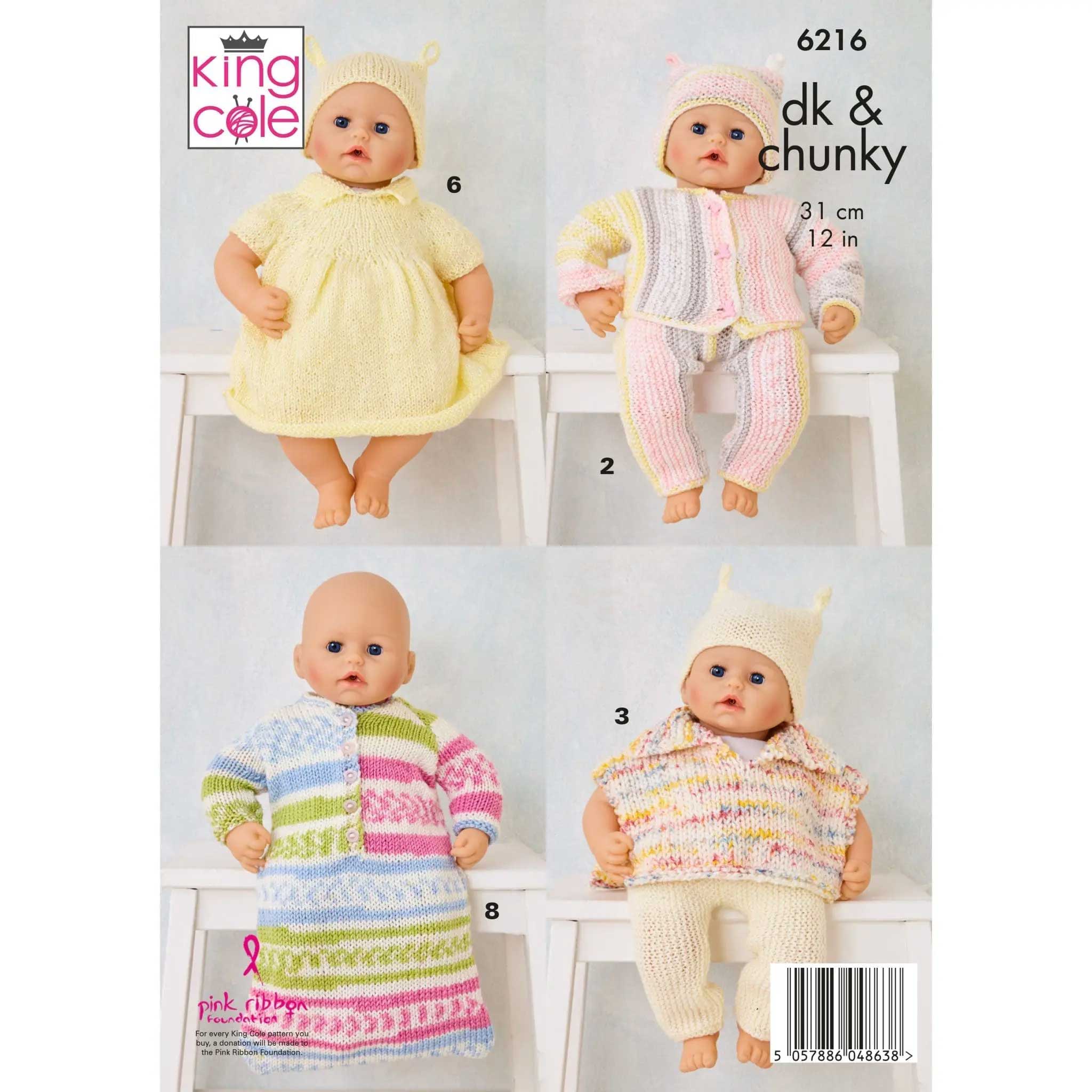 Dolls Clothes in King Cole Dk & Chunky - Digital Version 6216 - Image 3