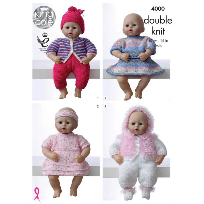 Dolls Clothes Knitted in Various King Cole DK