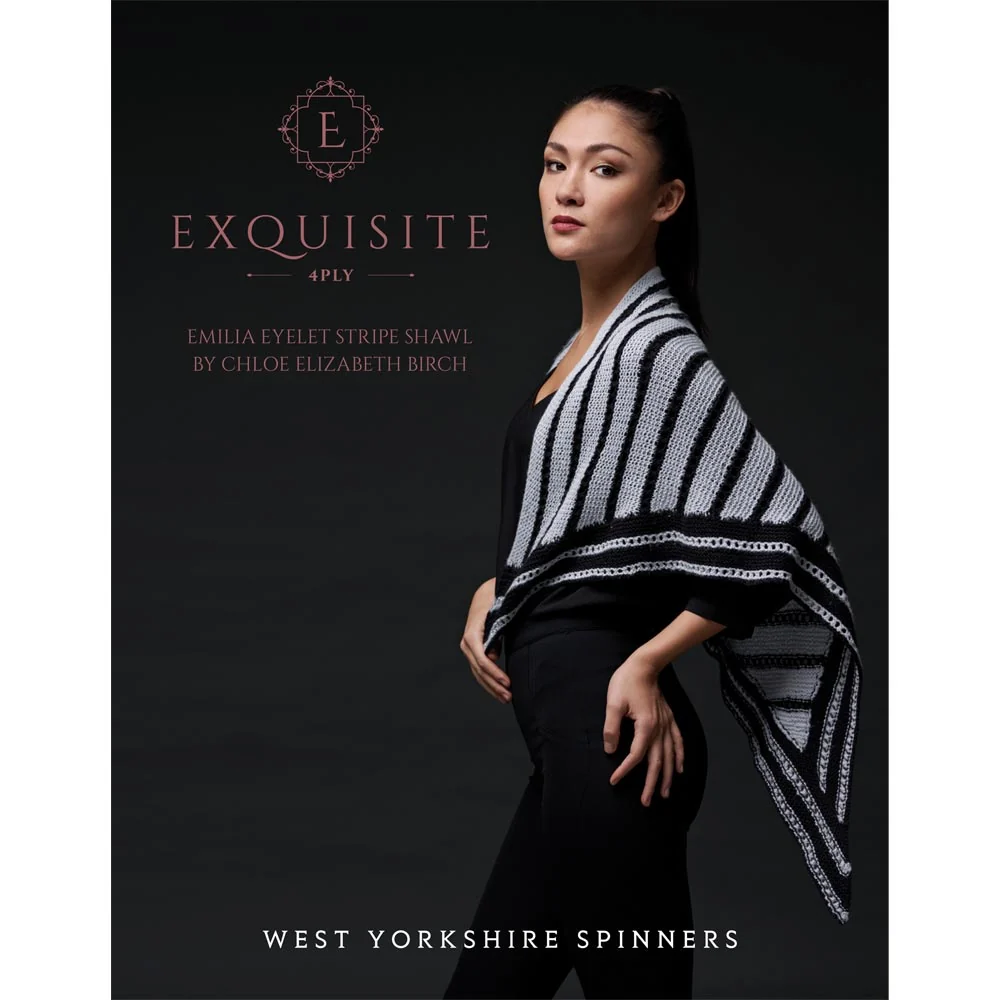 Emilia Eyelet Striped Shawl in West Yorkshire Spinners Exquisite 4ply - Digital Version DPWYS0014