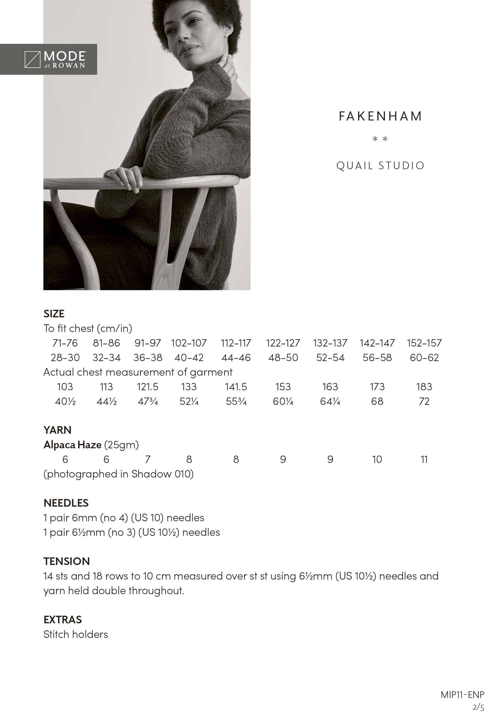 Fakenham in Mode at Rowan Alpaca Haze - MIP11-M - Image 2
