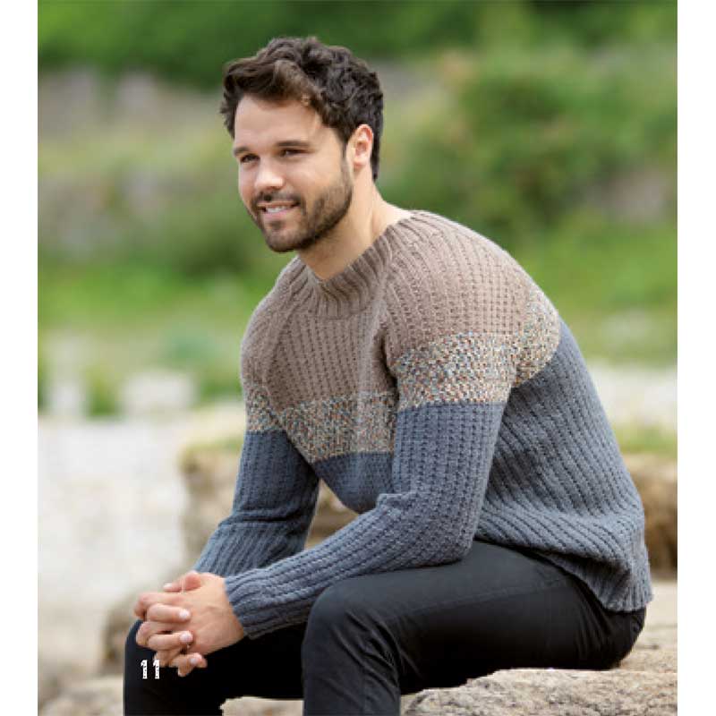 Fergus Colour Block Sweater in West Yorkshire Spinners The Croft Aran - Digital Version DBP0071 - Image 3