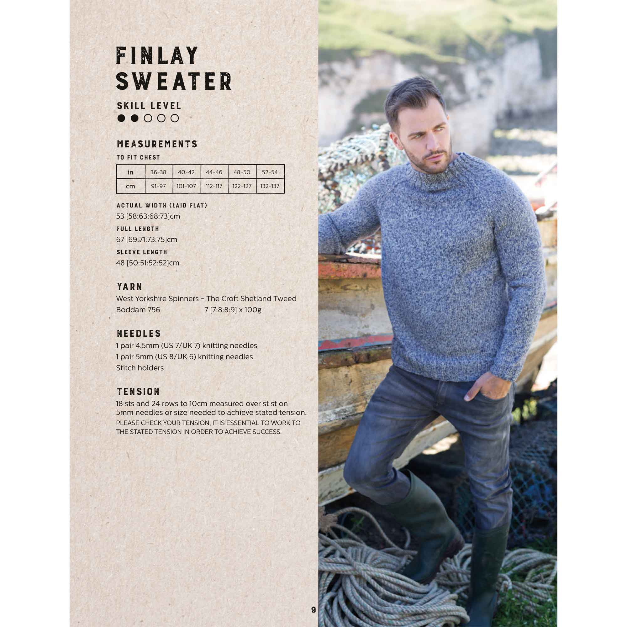 Finlay Sweater in West Yorkshire Spinners The Croft Shetland Tweed Aran - Digital Version DPB0060 - Image 2