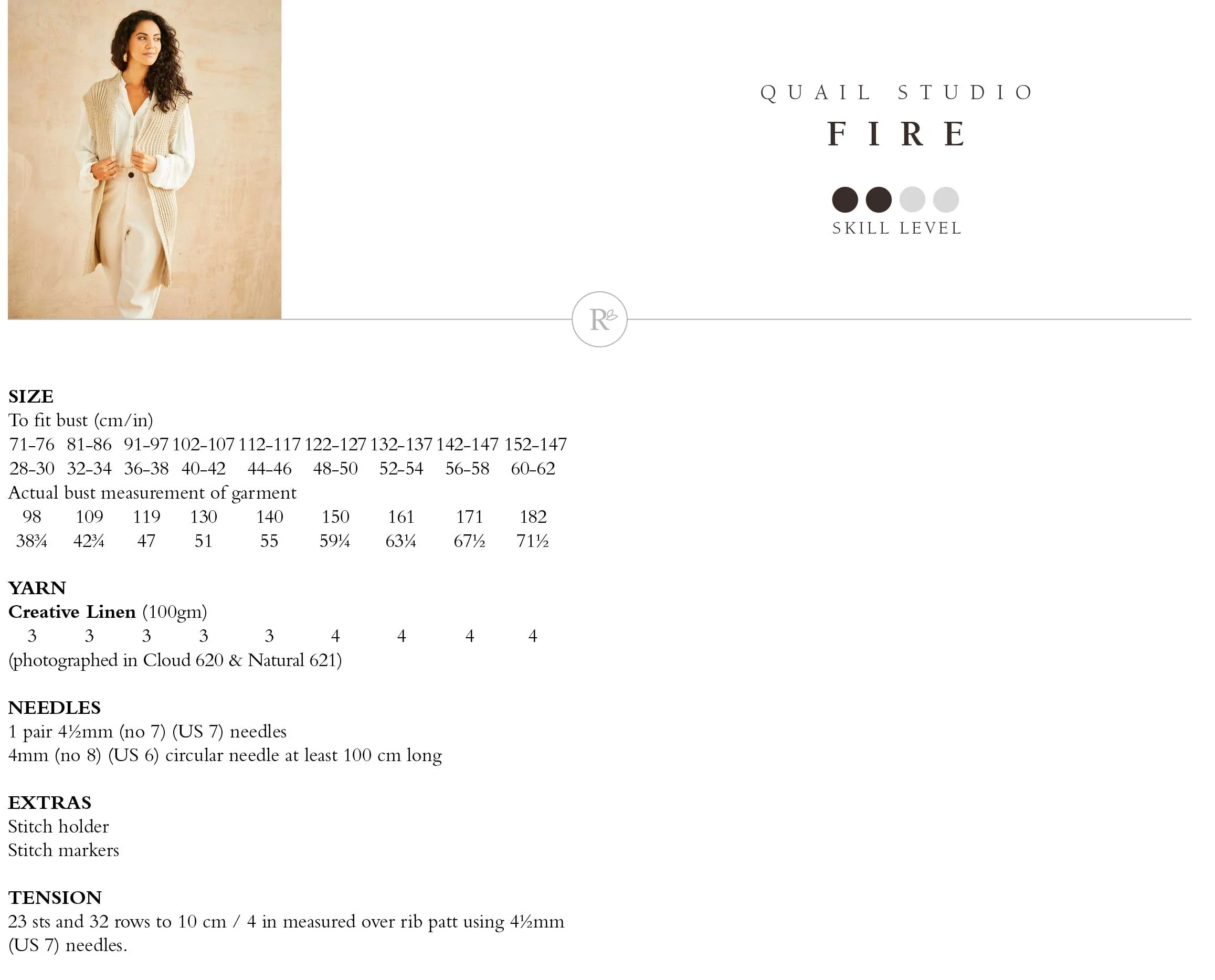 Fire Gilet in Rowan Creative Linen - Digital Version - Image 2
